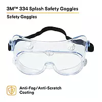 3M Splash Safety Goggles Anti-Fog, Pack of 10, Clear Anti Fog Lens, 40661-00000-10