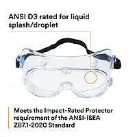 3M Splash Safety Goggles Anti-Fog, Pack of 10, Clear Anti Fog Lens, 40661-00000-10