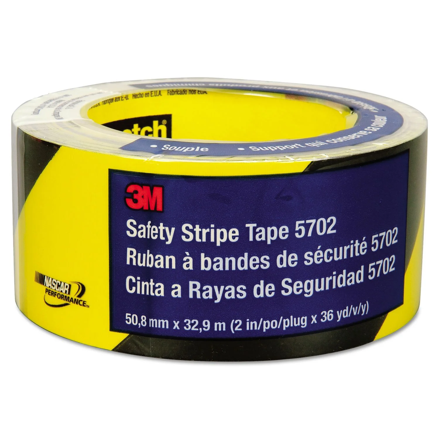 3M Safety Stripe Tape - 2 in x 36 yd (108 ft), Black/Yellow, Vinyl, 5.4 mil (57022)