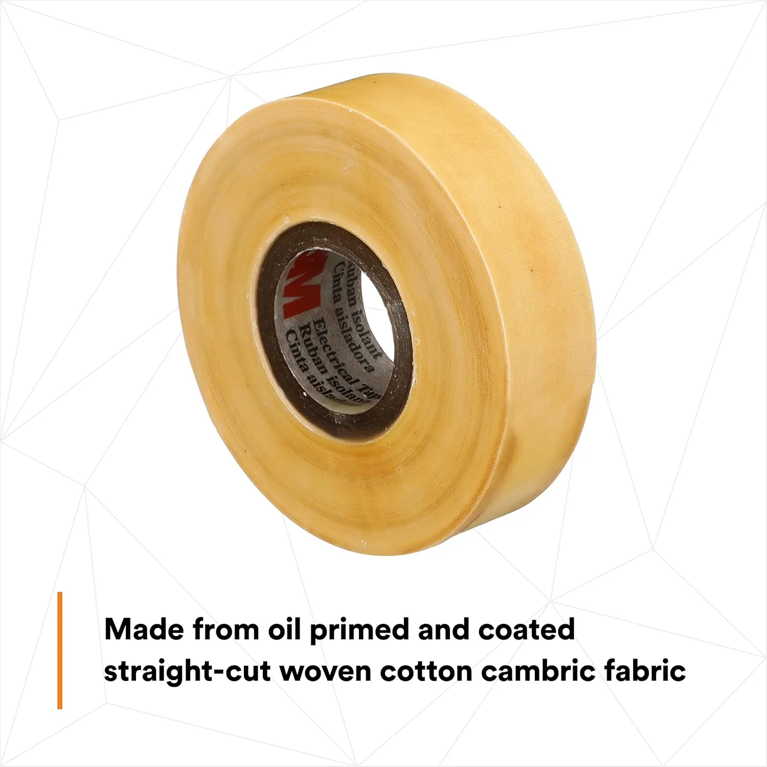 Scotch Varnished Cambric Tape 2520, Flexible, Electrically Insulating, Moisture Resistant, Yellow, 3/4 in x 60 ft