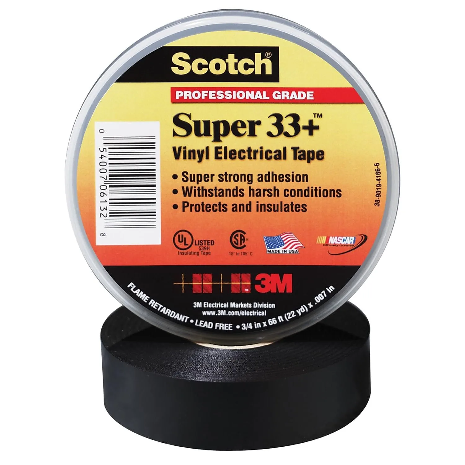 3M Scotch 33 Vinyl Electrical Tape, 176 Degree F, 44' Length x 1-1/2" Width