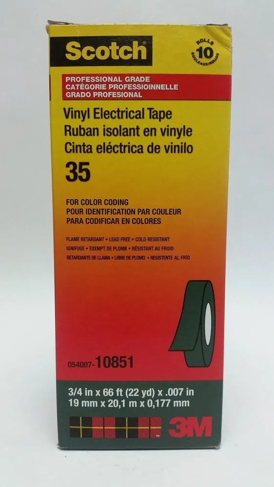 3M 35 3/4" Green Scotch Vinyl Electrical Tape No. 35