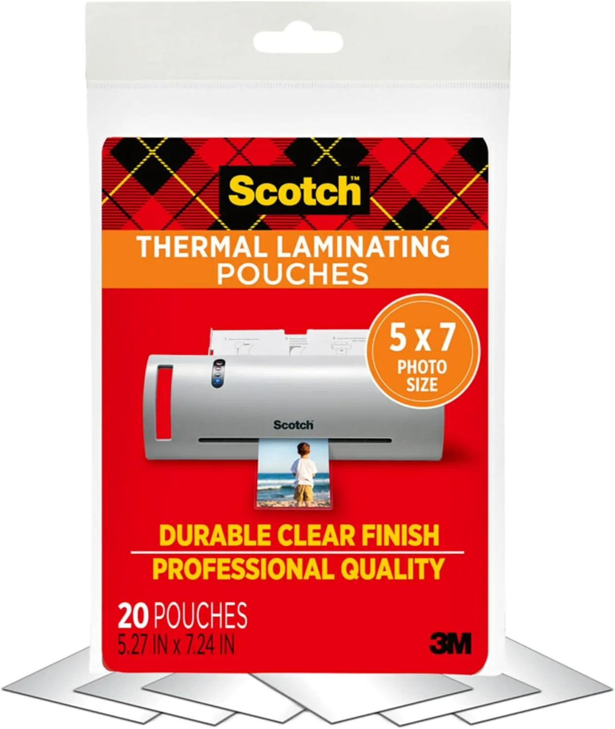 Scotch Thermal Laminating Pouches – 5 Mil, 7 x 5 Inches, Photo Size, 20-Pack – Clear, Durable, Photo-Safe Laminating Sheets for Home, Office, or School Use – 20 Count