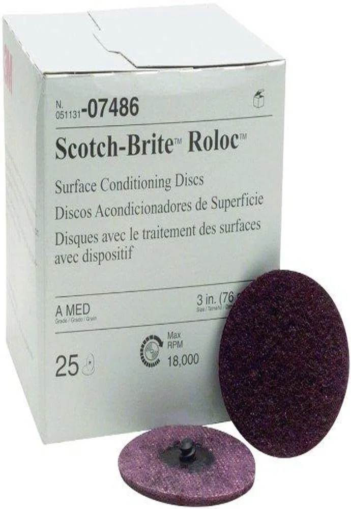 3M Scotch-Brite Roloc Surface Conditioning Disc, 3 Inch, Medium, 07486 One Size
