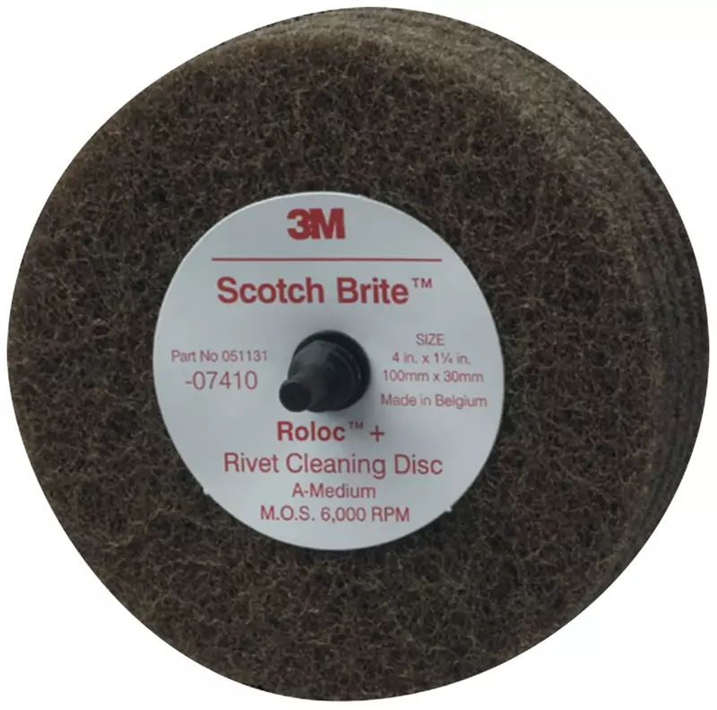 Cubitron Scotch-Brite Rivet Cleaning Disc 07410, 4 in x 1-1/4 in A MED, 10 per case