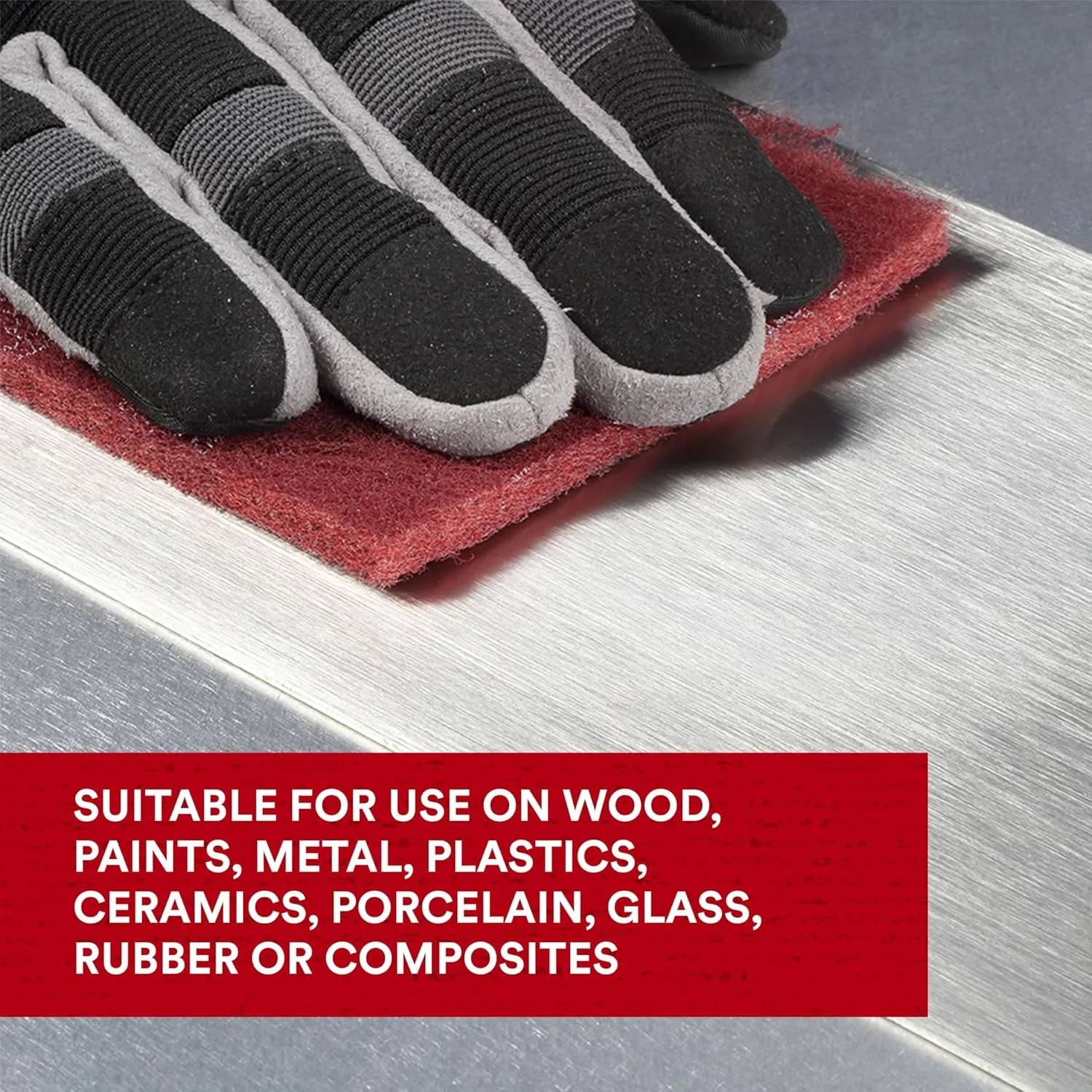 3M Scotch-Brite Durable Flex Hand Pad, Ultra Fine Grade, Pack of 25, 4.5 in x 9 in, Silicon Carbide, Gray