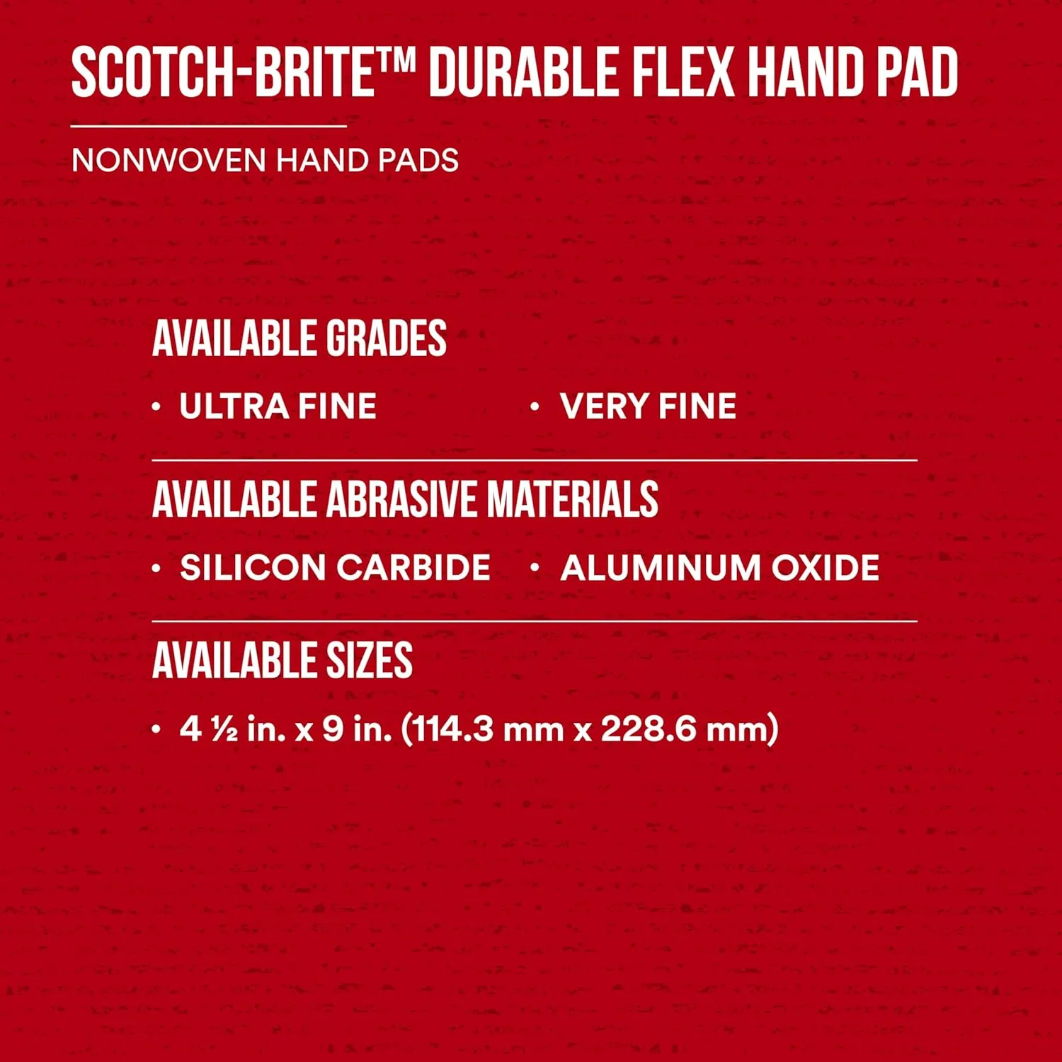 3M Scotch-Brite Durable Flex Hand Pad, Ultra Fine Grade, Pack of 25, 4.5 in x 9 in, Silicon Carbide, Gray