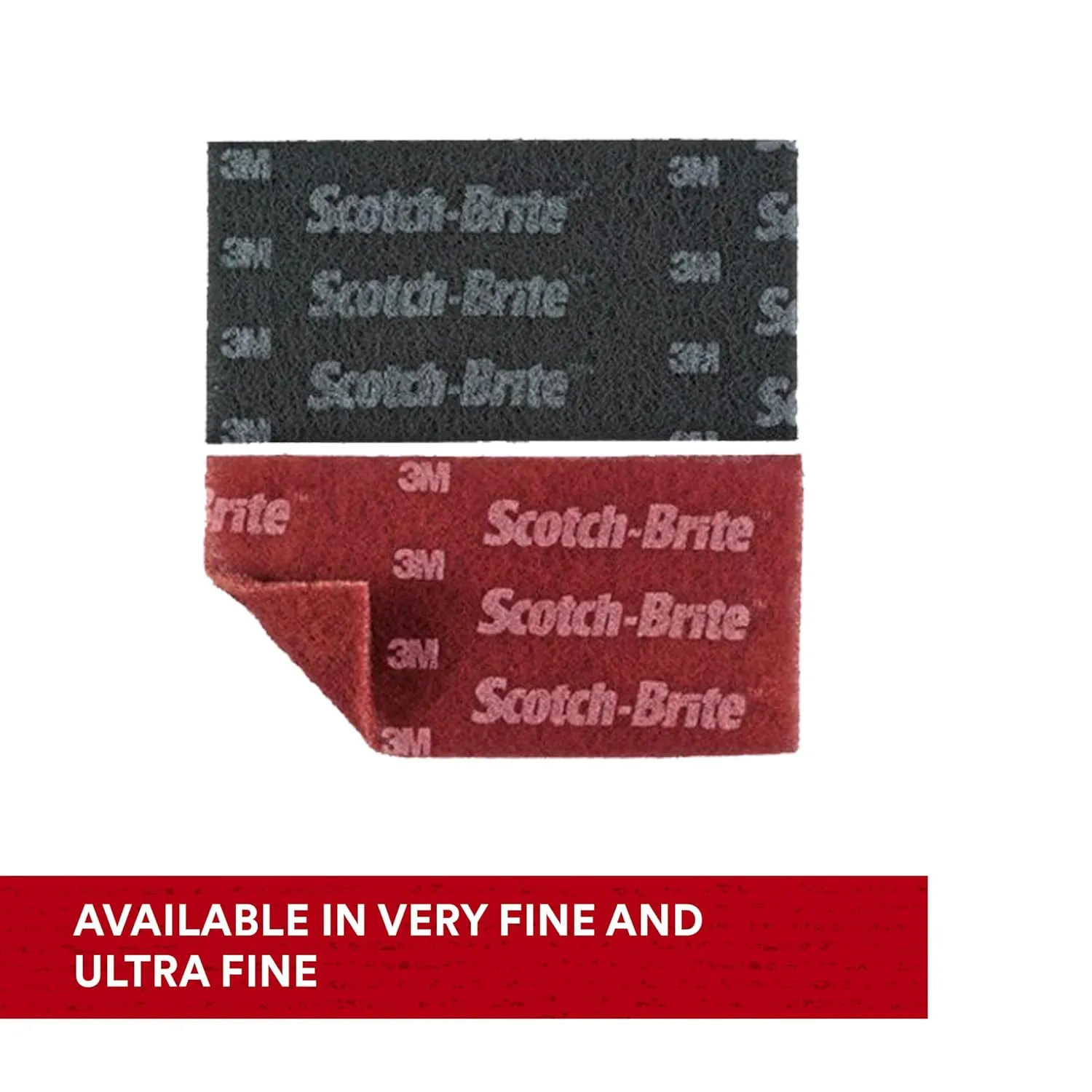 3M Scotch-Brite Durable Flex Hand Pad, Ultra Fine Grade, Pack of 25, 4.5 in x 9 in, Silicon Carbide, Gray