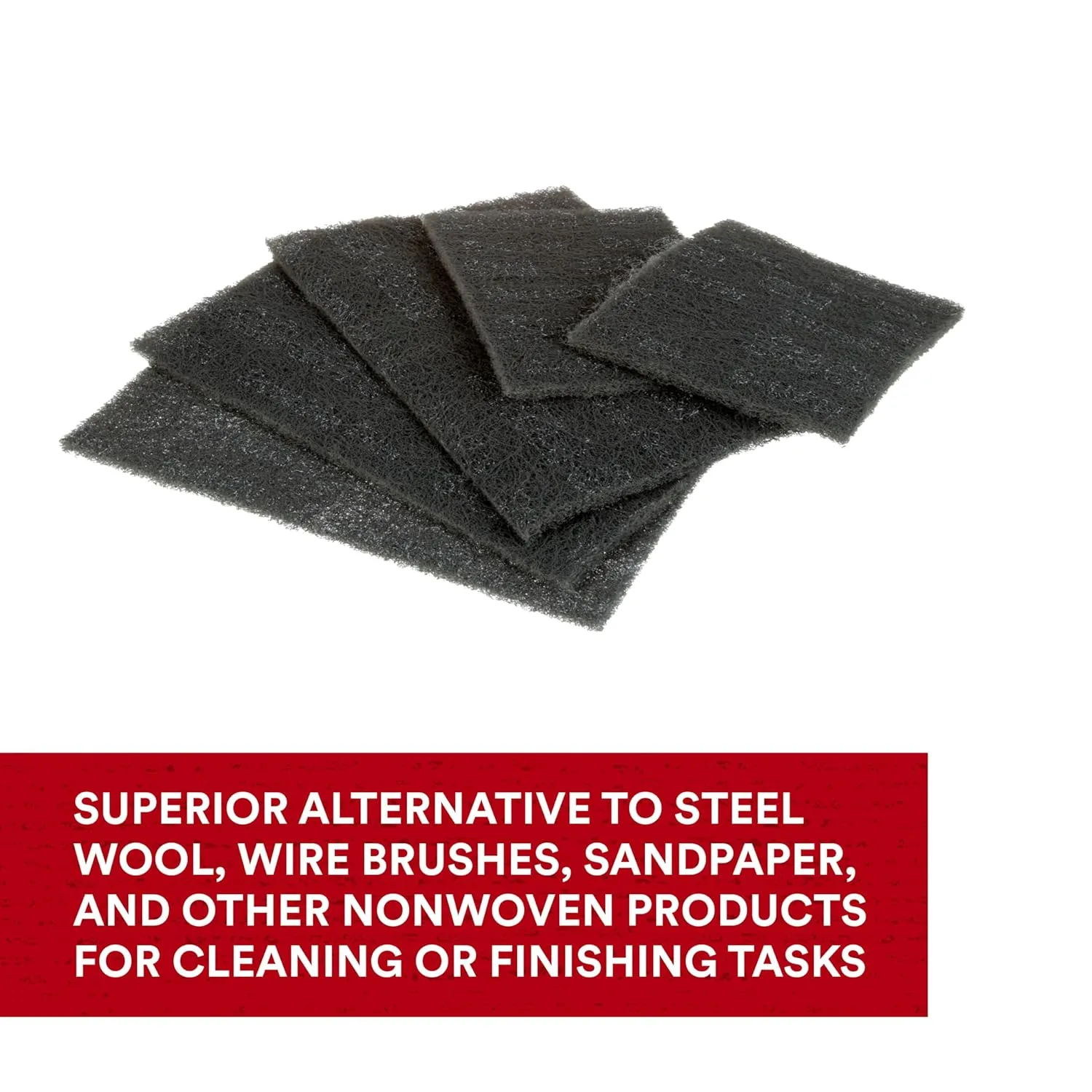 3M Scotch-Brite Durable Flex Hand Pad, Ultra Fine Grade, Pack of 25, 4.5 in x 9 in, Silicon Carbide, Gray