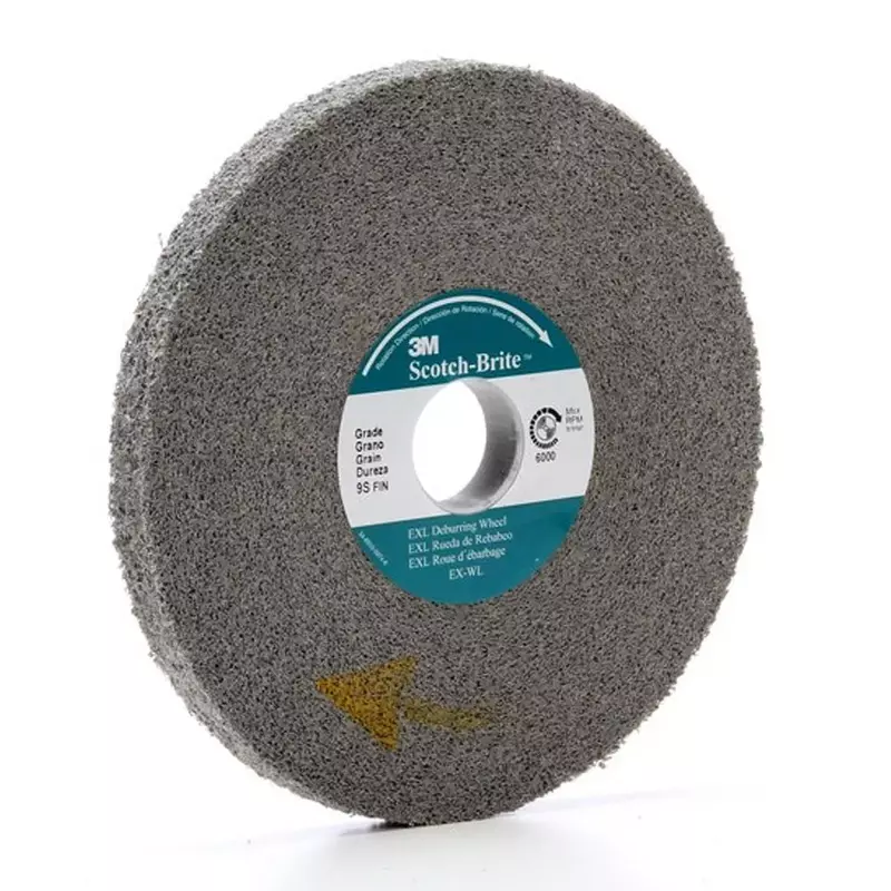3M Scotch-Brite XL-WL Convolute Silicon Carbide Hard Deburring Wheel - Fine Grade - Arbor Attachment - 6 in Diameter