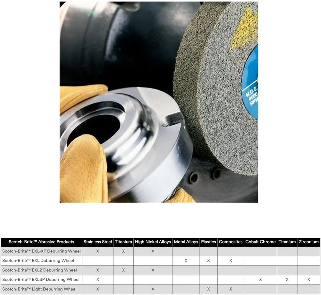 3M Scotch-Brite XL-WL Convolute Silicon Carbide Hard Deburring Wheel - Fine Grade - Arbor Attachment - 6 in Diameter