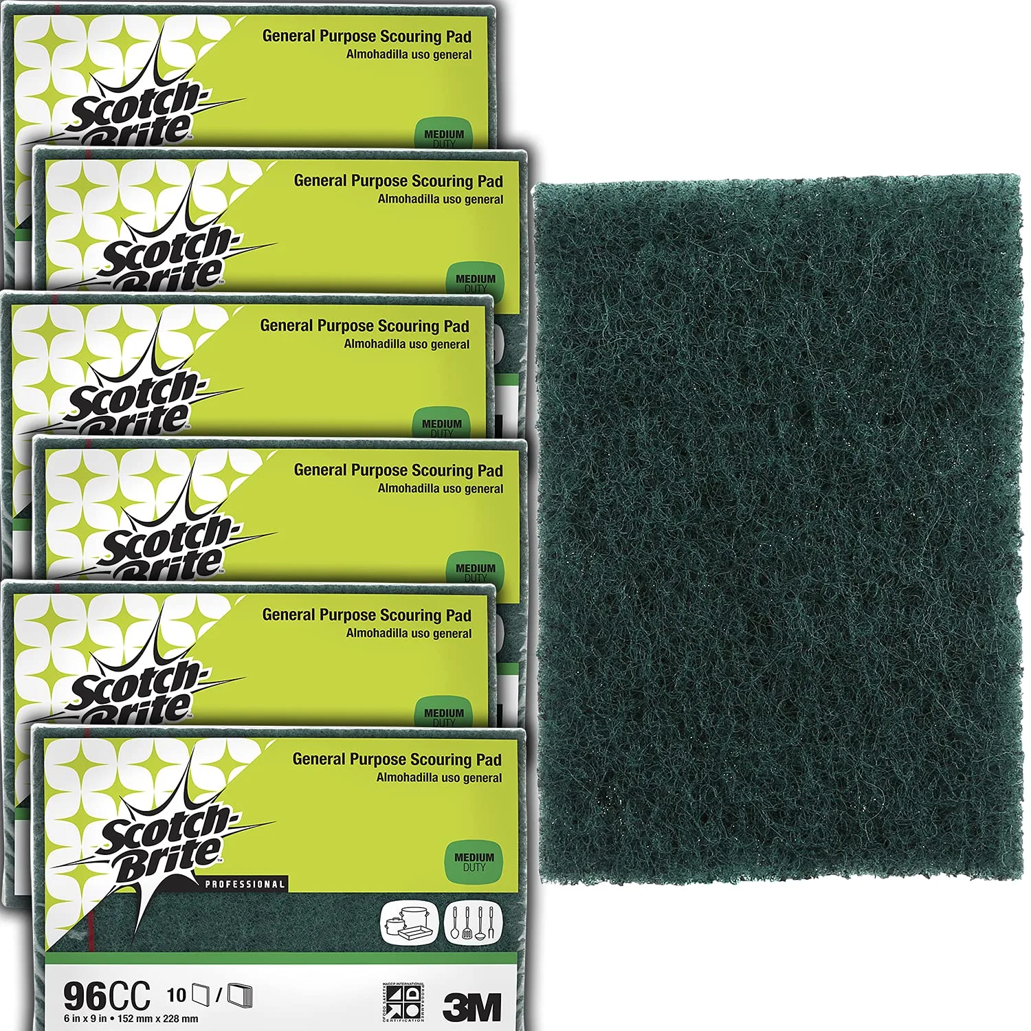 Scotch-Brite General Purpose Scouring Pad 96CC, 6 in x 9 in, 10/Pack, 6/Pack/Case 10 Pads/Pack, 6 Packs/Case