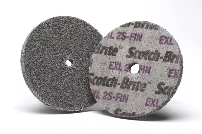 3M Scotch-Brite EXL Unitized Wheel - 2S Fine Grit Silicon Carbide - Metal Deburring, Finishing and Polishing Wheel - 3 in