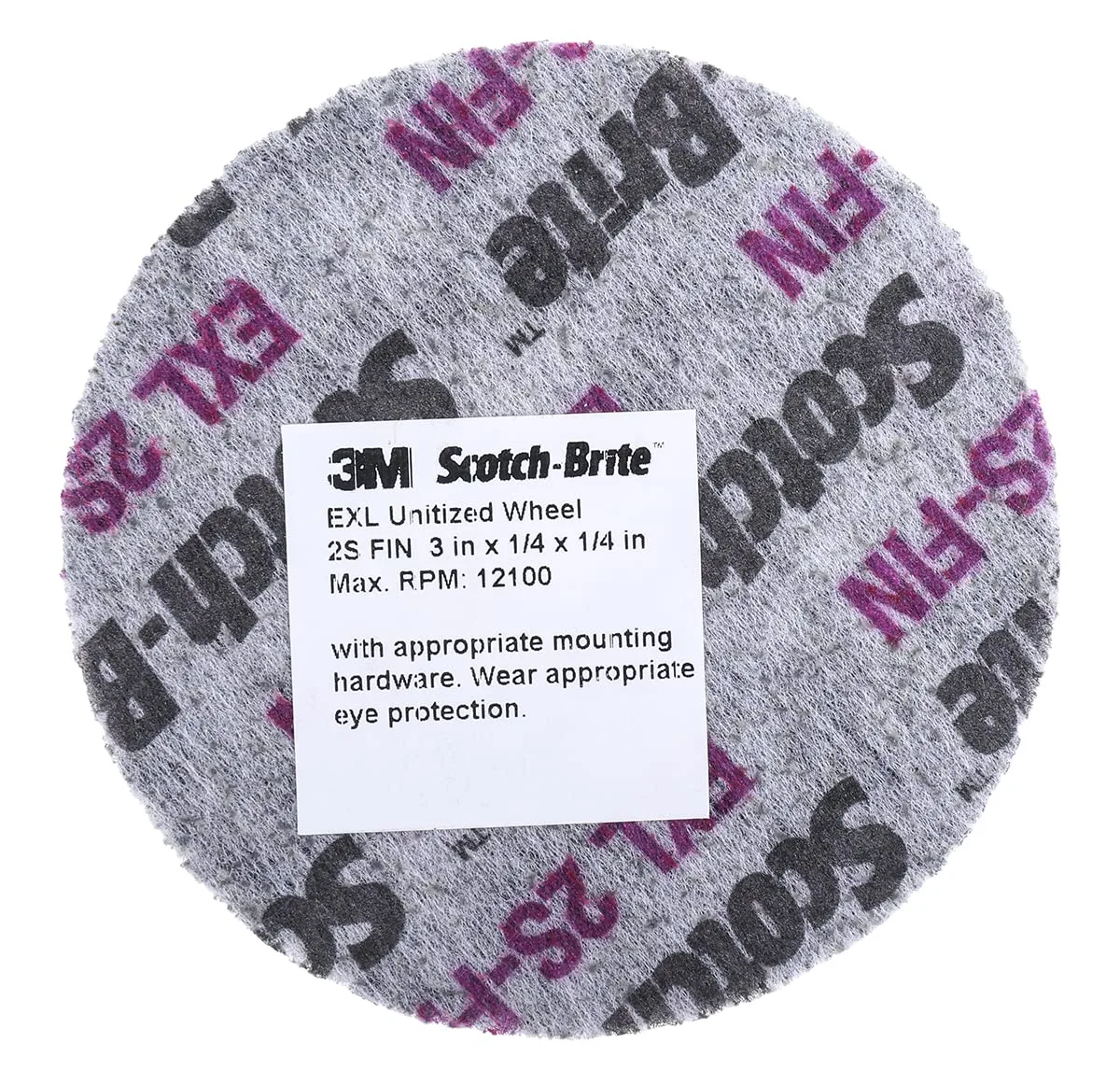 Scotch-Brite EXL Unitized Wheel, Silicon Carbide, 12100 rpm, 3" Diameter, 1/4" Arbor, 2S Fine Grit (Pack of 1)