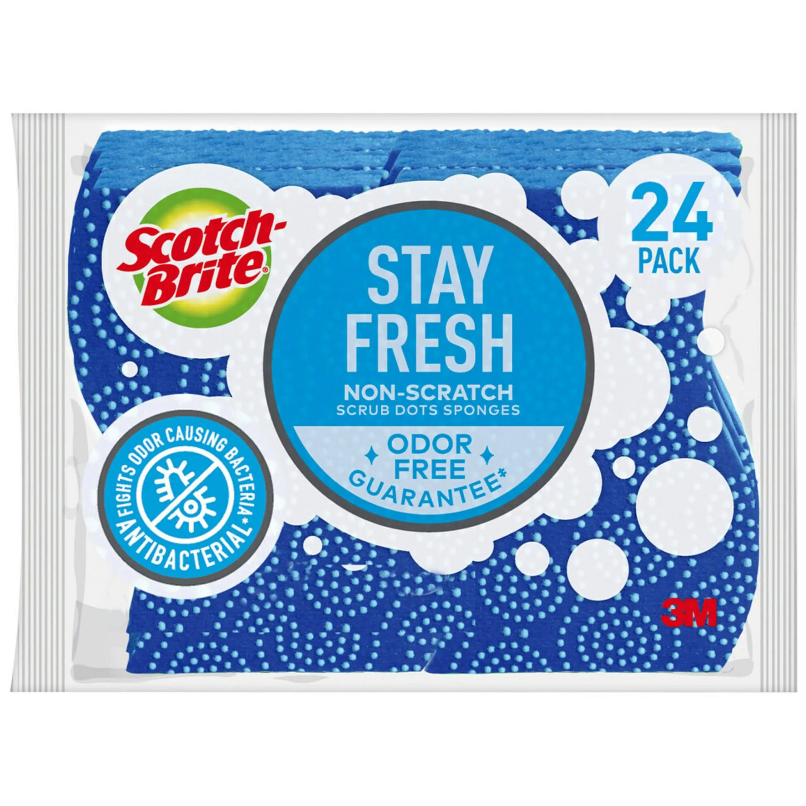 Scotch-Brite Scrub Dots Non-Scratch Scrub Sponges, Sponges for Cleaning Kitchen, Bathroom, and Household, Non-Scratch Sponges Safe for Non-Stick Cookware, 24 Scrubbing Sponges 24 Count (Pack of 1)