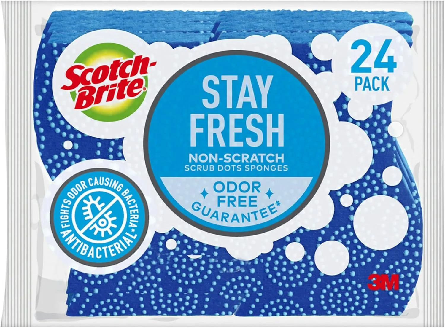 Scotch-Brite Scrub Dots Non-Scratch Scrub Sponges, Sponges for Cleaning Kitchen, Bathroom, and Household, Non-Scratch Sponges Safe for Non-Stick Cookware, 24 Scrubbing Sponges 24 Count (Pack of 1)