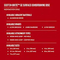 3M Scotch-Brite SE Surface Conditioning Disc, Hook and Loop, Aluminum Oxide, Medium, Heavy Duty, Durable, 4 1/2 In x No Hole