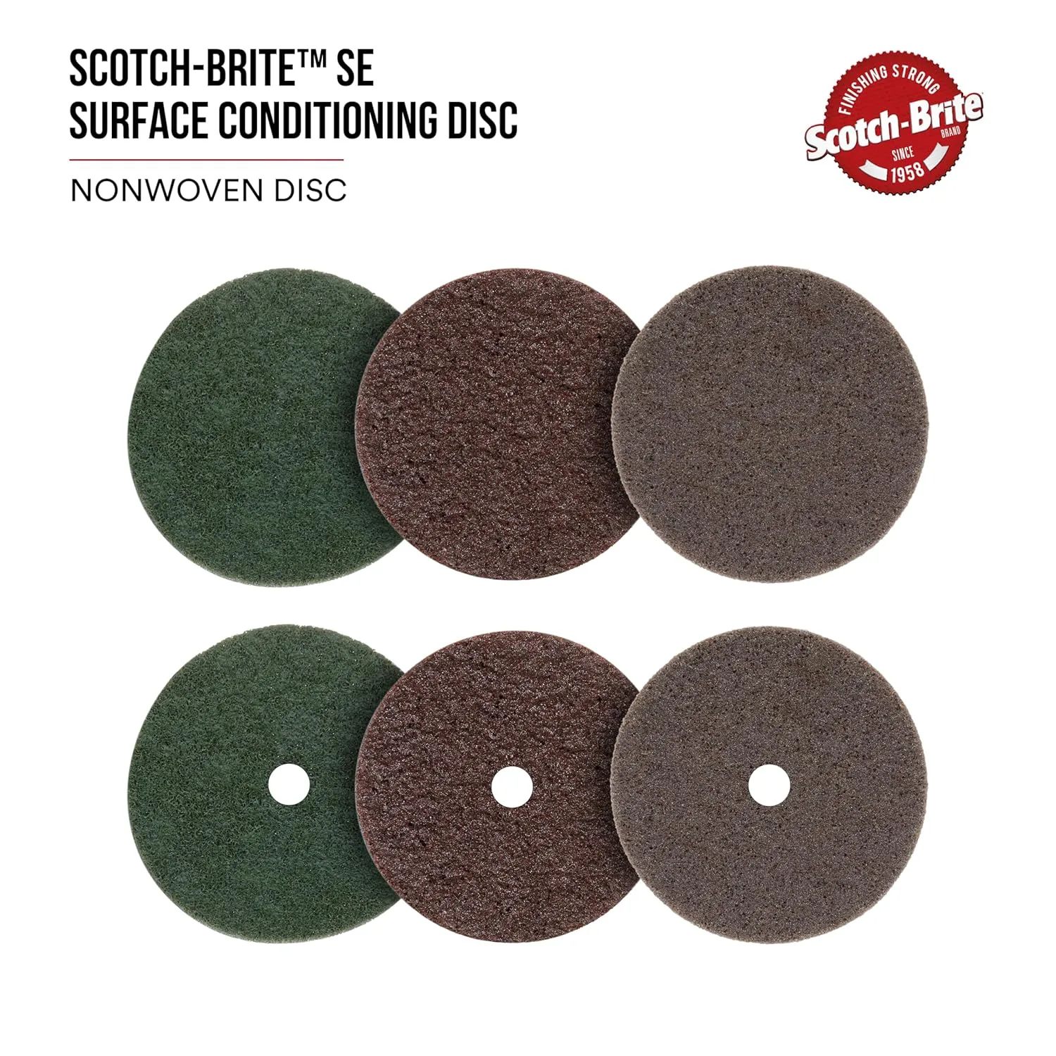 3M Scotch-Brite SE Surface Conditioning Disc, Hook and Loop, Aluminum Oxide, Medium, Heavy Duty, Durable, 4 1/2 In x No Hole