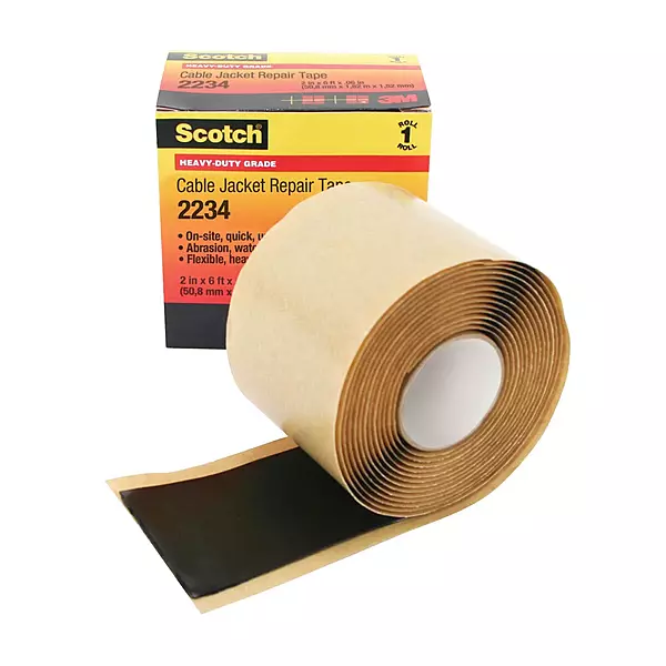 Scotch Cable Jacket Repair Tape 2234, 2 in x 6 ft, Black