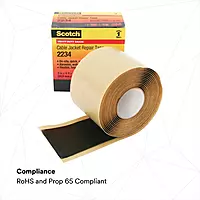 Scotch Cable Jacket Repair Tape 2234, 2 in x 6 ft, Black
