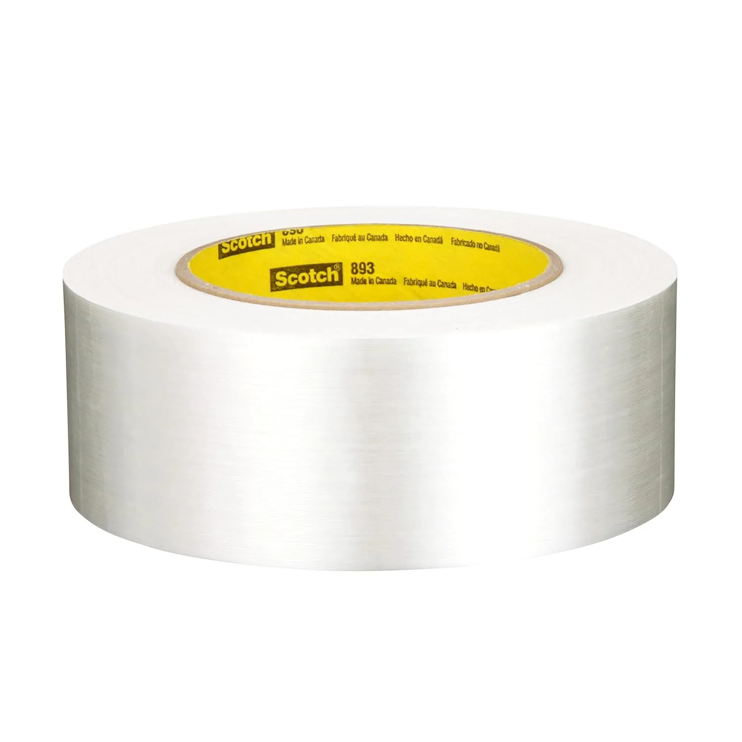 3M Scotch Filament Tape 893, Clear, 1.88" x 60 yd (48 mm x 55 m), 6 mil, Opaque, Recommended for High Strength Reinforcing