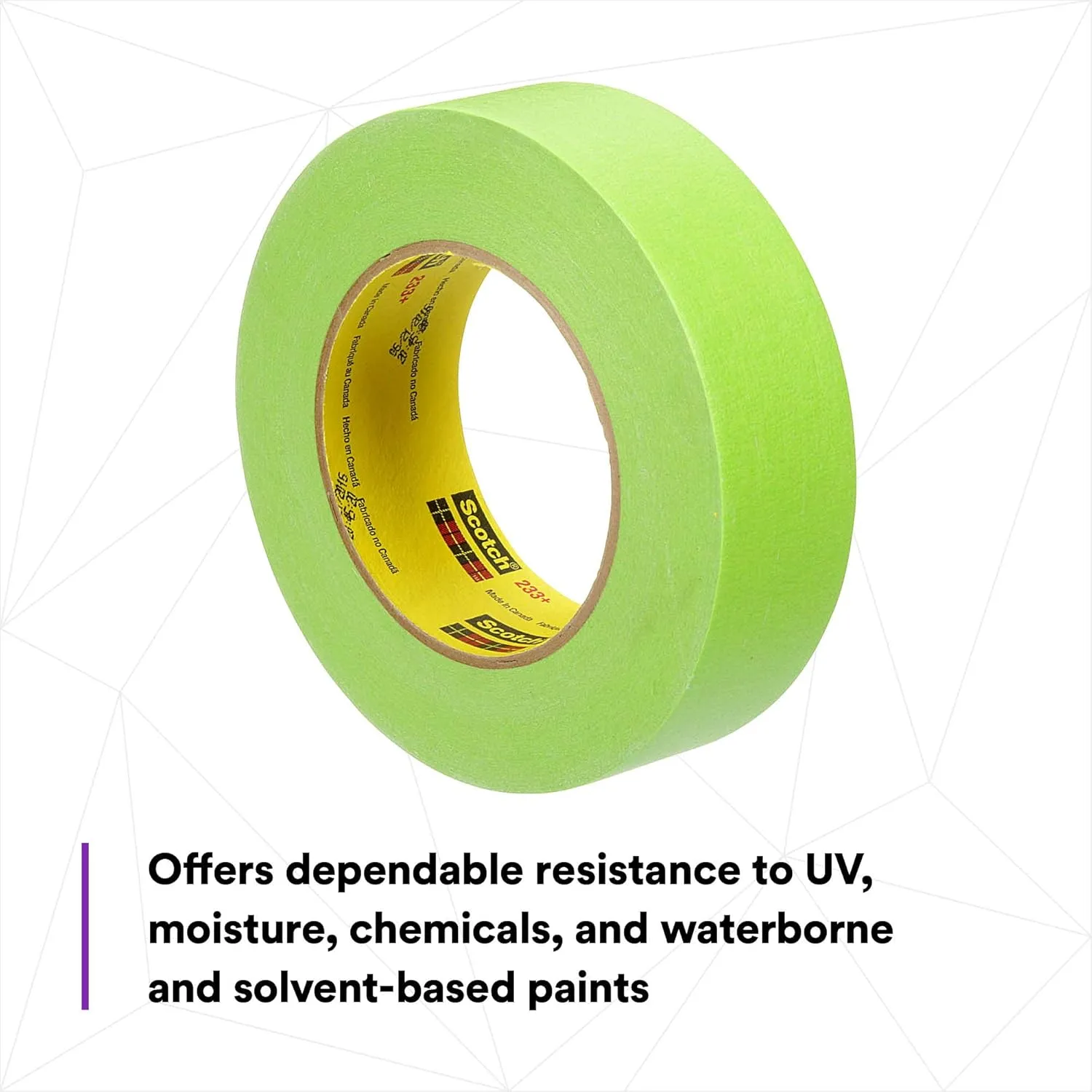 3M Scotch Performance Masking Tape 233+ 26338, 36 mm x 55 m, 1 Roll, Moisture Resistant, Flexible, Green Tape