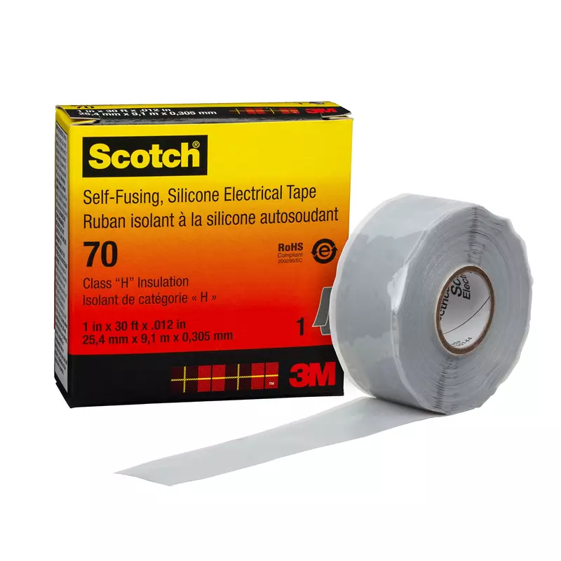 3M Scotch Self-Fusing Silicone Rubber Electrical Tape, High-Temperature, 1 in x 30 ft, Sky Blue/Gray