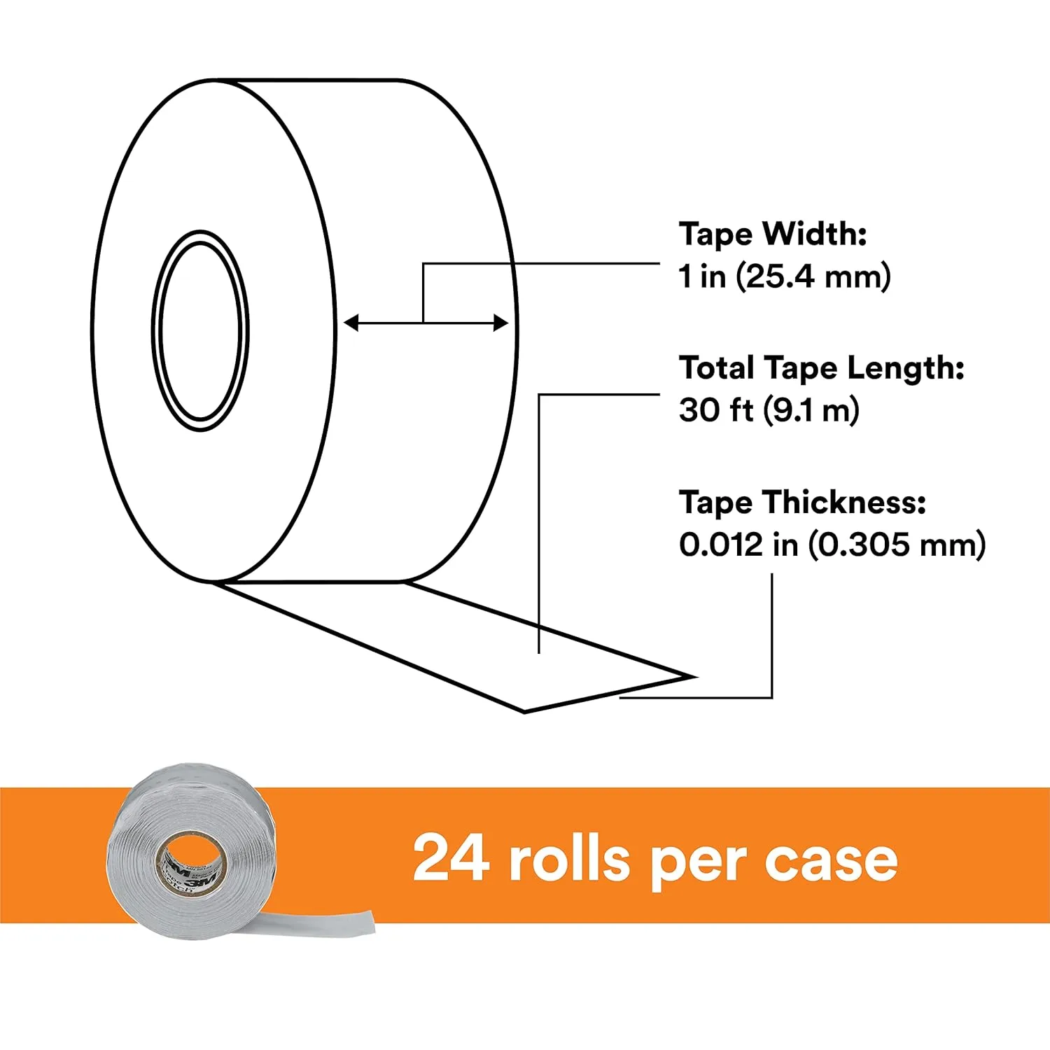 3M Scotch Self-Fusing Silicone Rubber Electrical Tape, High-Temperature, 1 in x 30 ft, Sky Blue/Gray