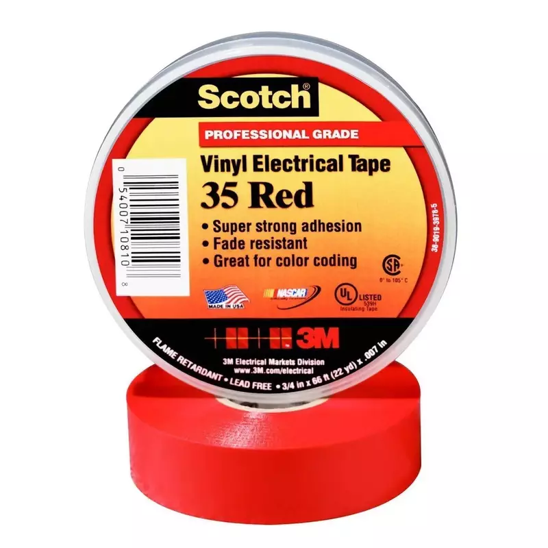 3M Scotch 10810 Vinyl Electrical Color Coding Tape, 0 to 105 Degree C, 1250 mV Dielectric Strength, 66' Length x 3/4" Width