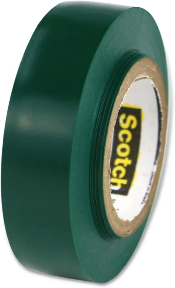 Scotch Vinyl Electrical Tape No. 35 Size: 0.5" W x 240" D, Color: Green