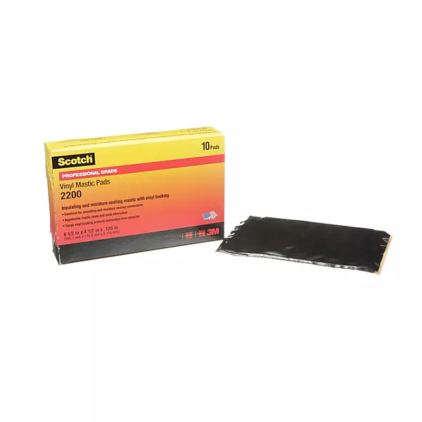 3M Scotch Vinyl Mastic Pad 2200, 6-1/2 in x 4-1/2 in, Box of 10 Pads, 125 mil