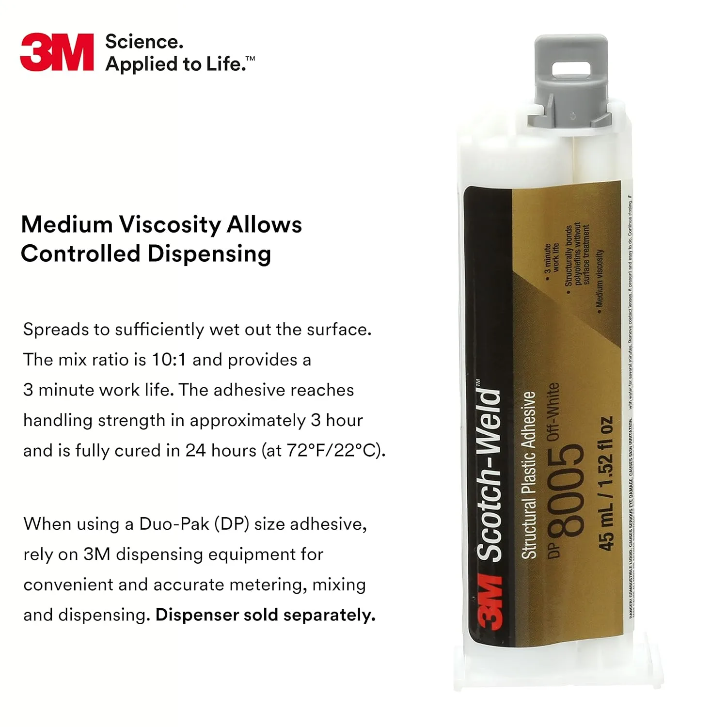 3M Scotch-Weld Structural Plastic Adhesive DP8005 Off-White, 45mL Duo-Pak