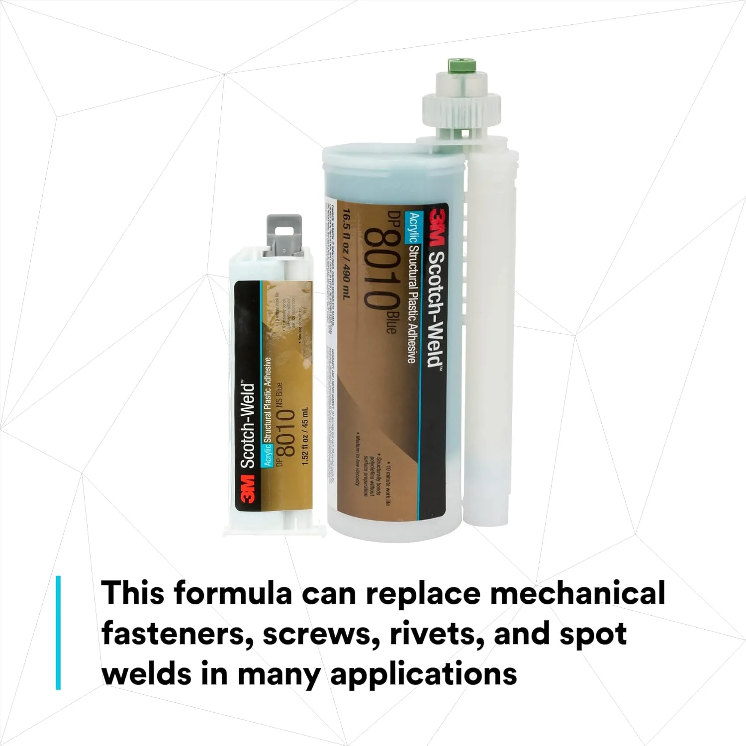 3M Scotch-Weld Structural Plastic Adhesive DP8010, Blue, Extremely Strong, Plastic to Metal Bonding