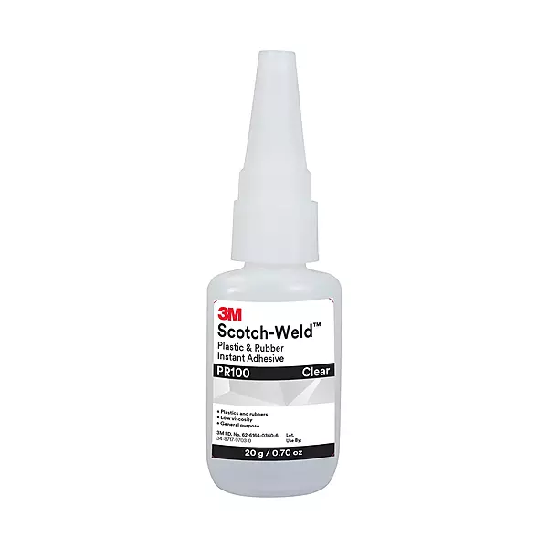 3M Scotch-Weld Plastic & Rubber Instant Adhesive PR100, Clear, Low Viscosity, Fast Handling Time and Cure
