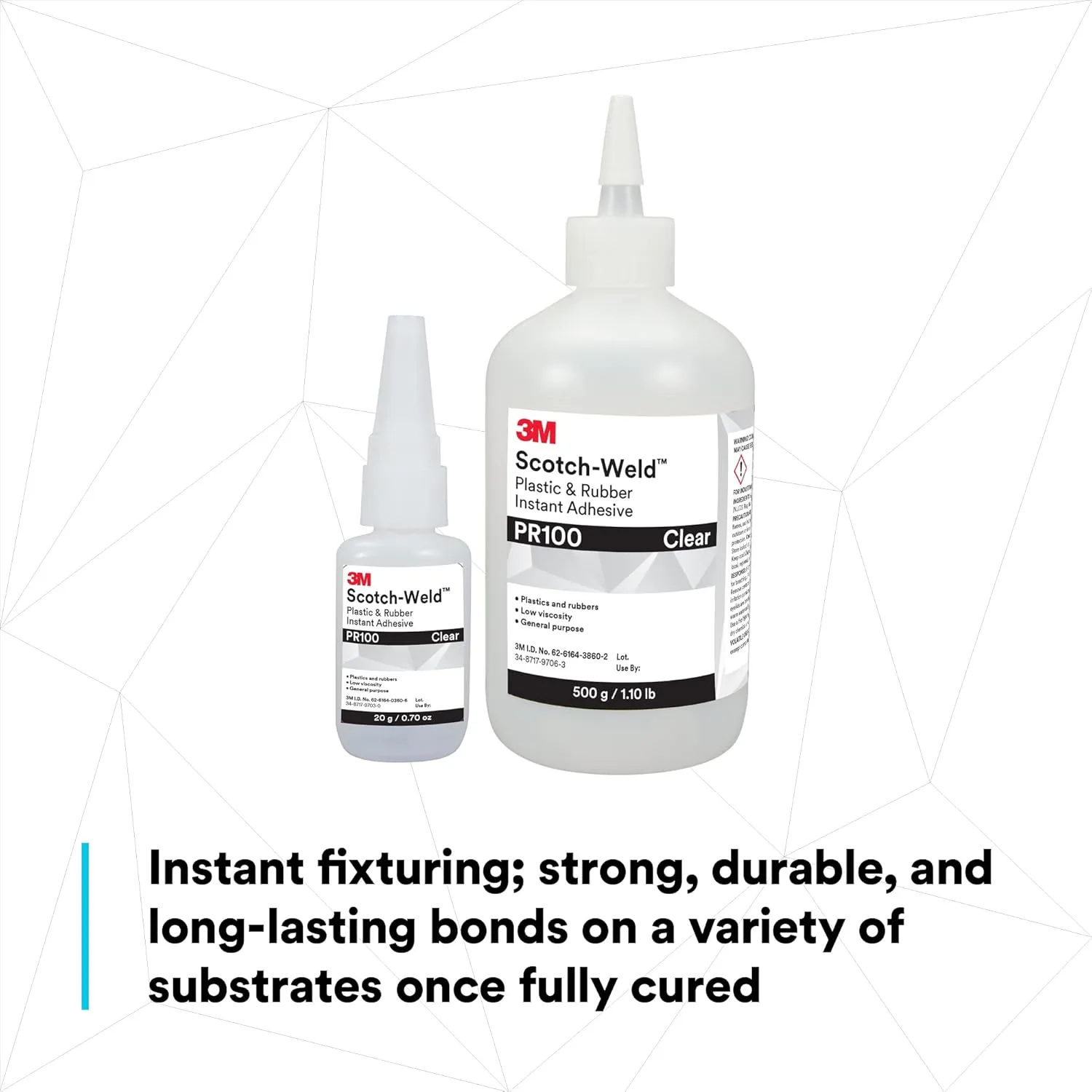 3M Scotch-Weld Plastic & Rubber Instant Adhesive PR100, Clear, Low Viscosity, Fast Handling Time and Cure