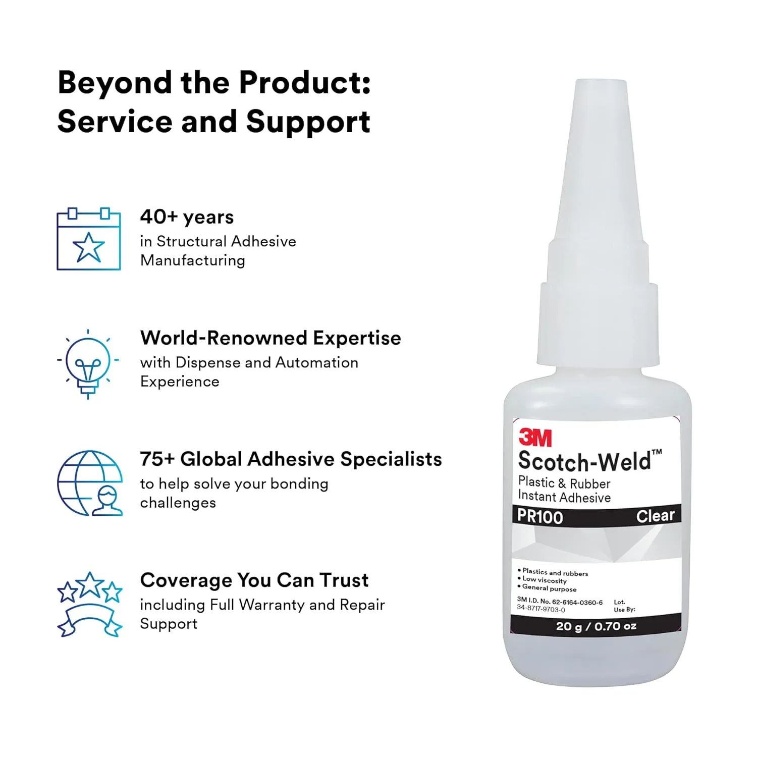 3M Scotch-Weld Plastic & Rubber Instant Adhesive PR100, Clear, Low Viscosity, Fast Handling Time and Cure