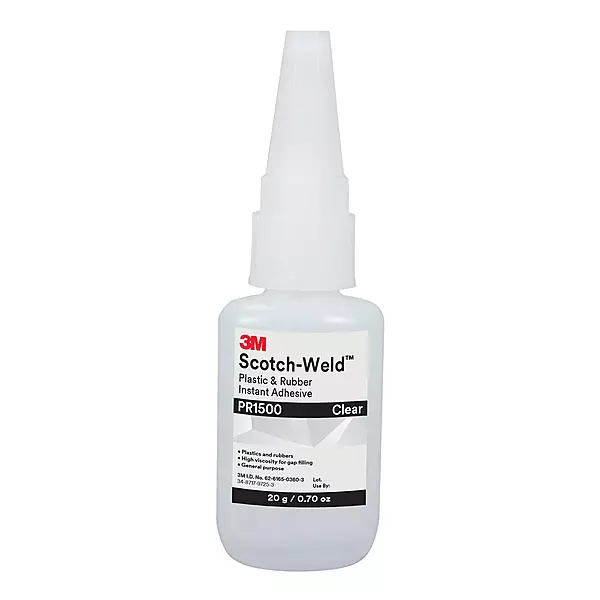 3M Scotch-Weld Plastic & Rubber Instant Adhesive PR1500, Clear, 20 Gram Bottle