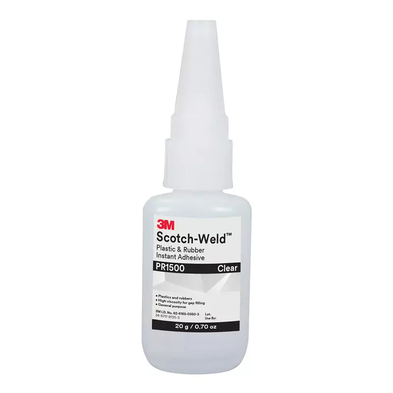 3M Scotch-Weld Plastic & Rubber Instant Adhesive PR1500, Clear, 20 Gram Bottle