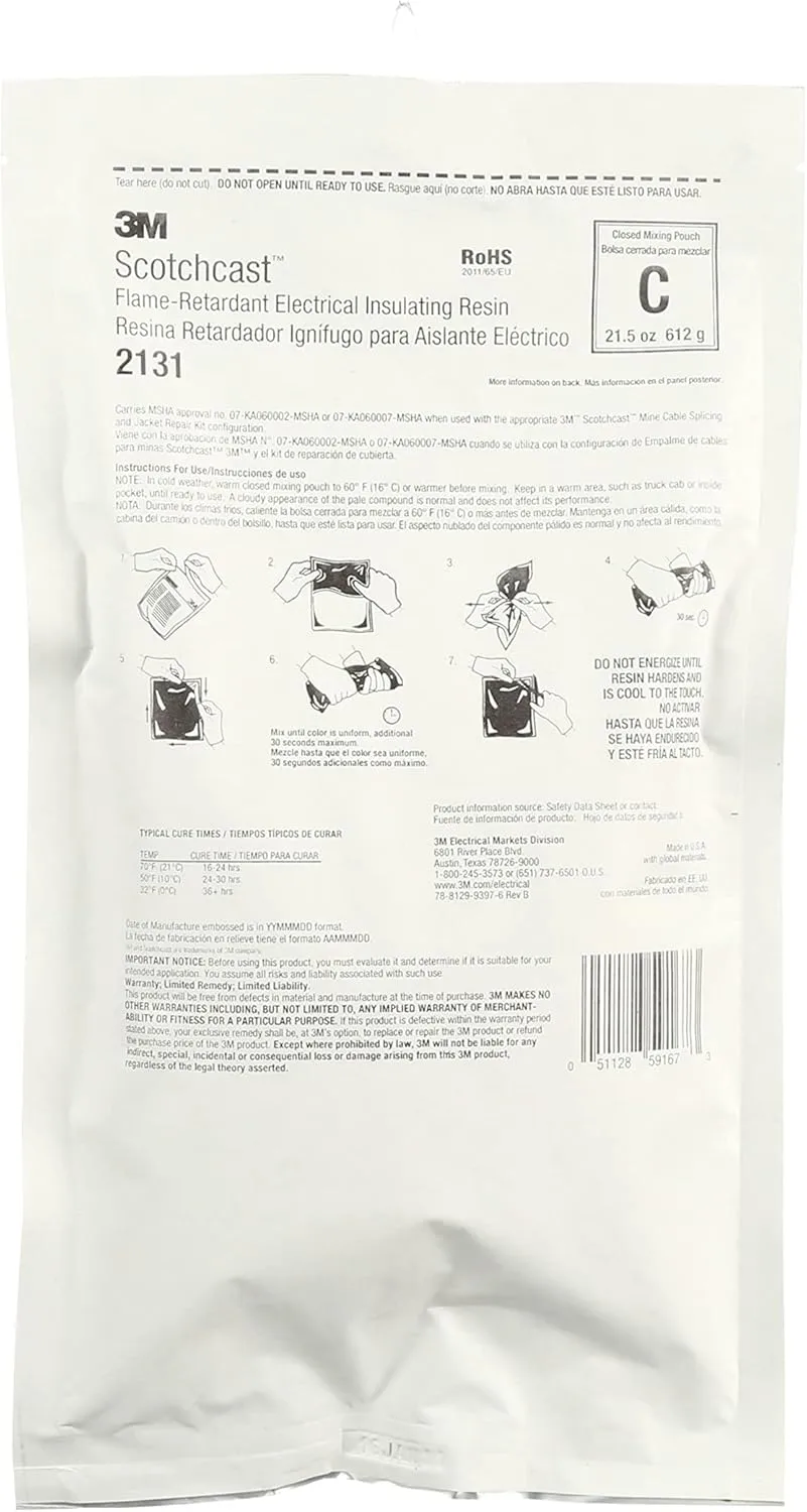 3M SCOTCHCAST FLAME-RETARDANT COMPOUND 2131C, 612 GRAMS OZ, 10 /CASE