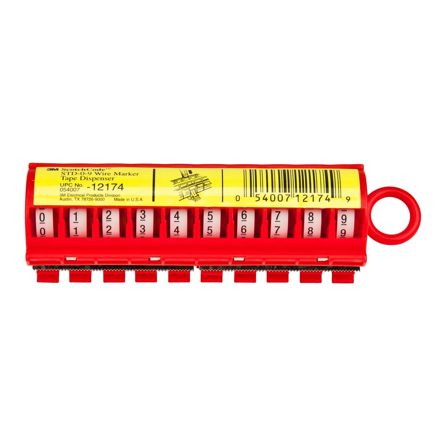 3M ScotchCode Wire Marker Tape Dispenser w/ Tape STD-0-9, Includes 1 each of 0-9 numbered rolls Wire Marker Tape Dispenser