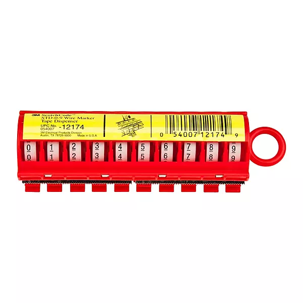 3M ScotchCode Wire Marker Tape Dispenser w/ Tape STD-0-9, Includes 1 each of 0-9 numbered rolls Wire Marker Tape Dispenser