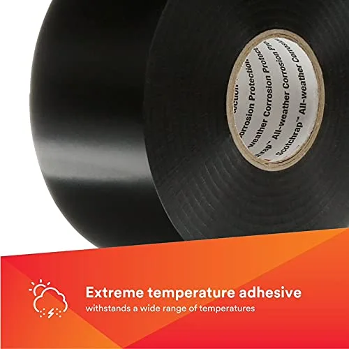 3M Scotchrap Vinyl Corrosion Protection Tape 50, 6 in x 100 ft, Black PVC, 10 mil Thick, 8 Rolls