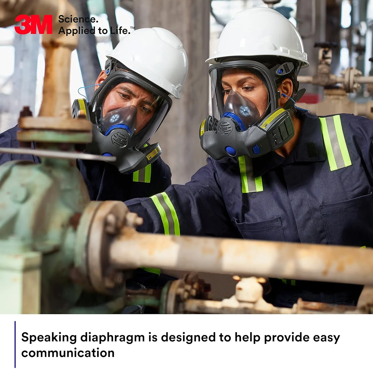 3M Secure Click Full Face Reusable Respirator with Large Lens, Speaking Diaphragm and Push Button Seal Check, FF-801