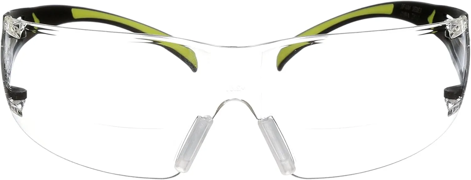 3M SecureFit Bifocal Safety Glasses with Black/Lime Temples Clear Anti-Fog Lens