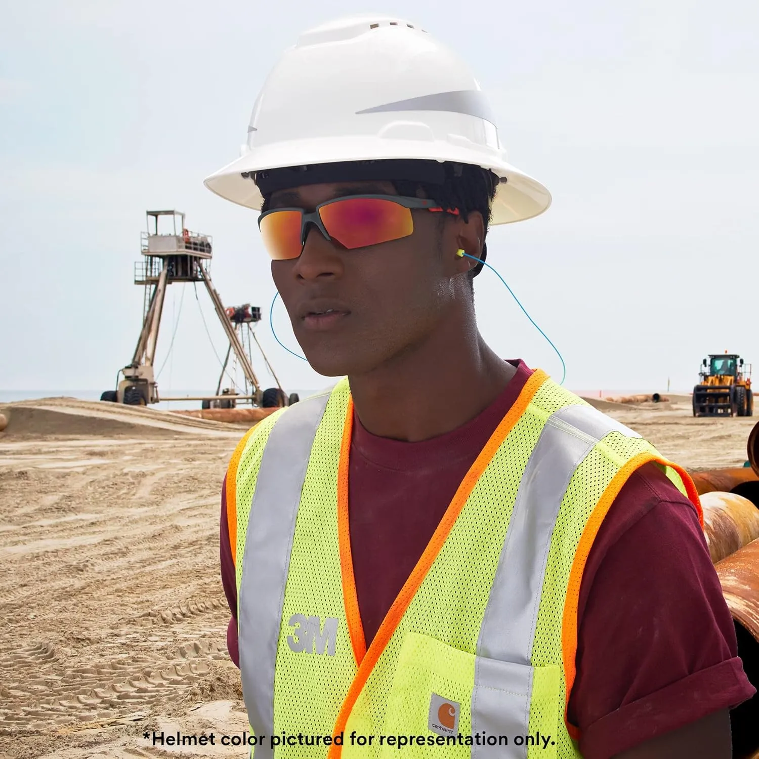 3M Hard Hat SecureFit H-801SFR-UV, White, Non-Vented Full Brim Style Safety Helmet with Uvicator Sensor