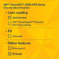 3M SecureFit 3700 Series, SF3750AS-BLK, Black Temples, IR 5.0 Gray OTG Anti-Scratch Lens