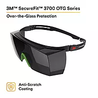 3M SecureFit 3700 Series, SF3750AS-BLK, Black Temples, IR 5.0 Gray OTG Anti-Scratch Lens