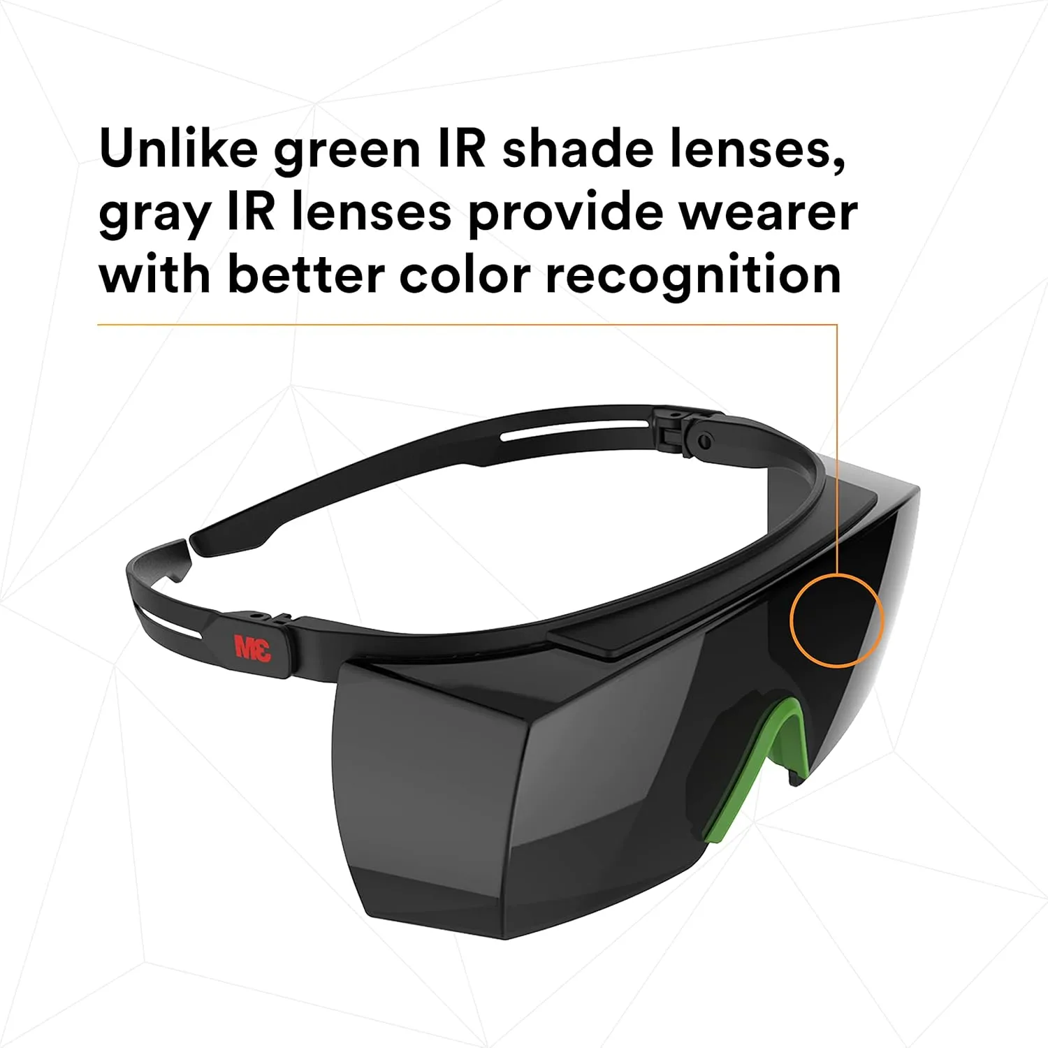 3M SecureFit 3700 Series, SF3750AS-BLK, Black Temples, IR 5.0 Gray OTG Anti-Scratch Lens