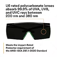 3M SecureFit 3700 Series, SF3750AS-BLK, Black Temples, IR 5.0 Gray OTG Anti-Scratch Lens