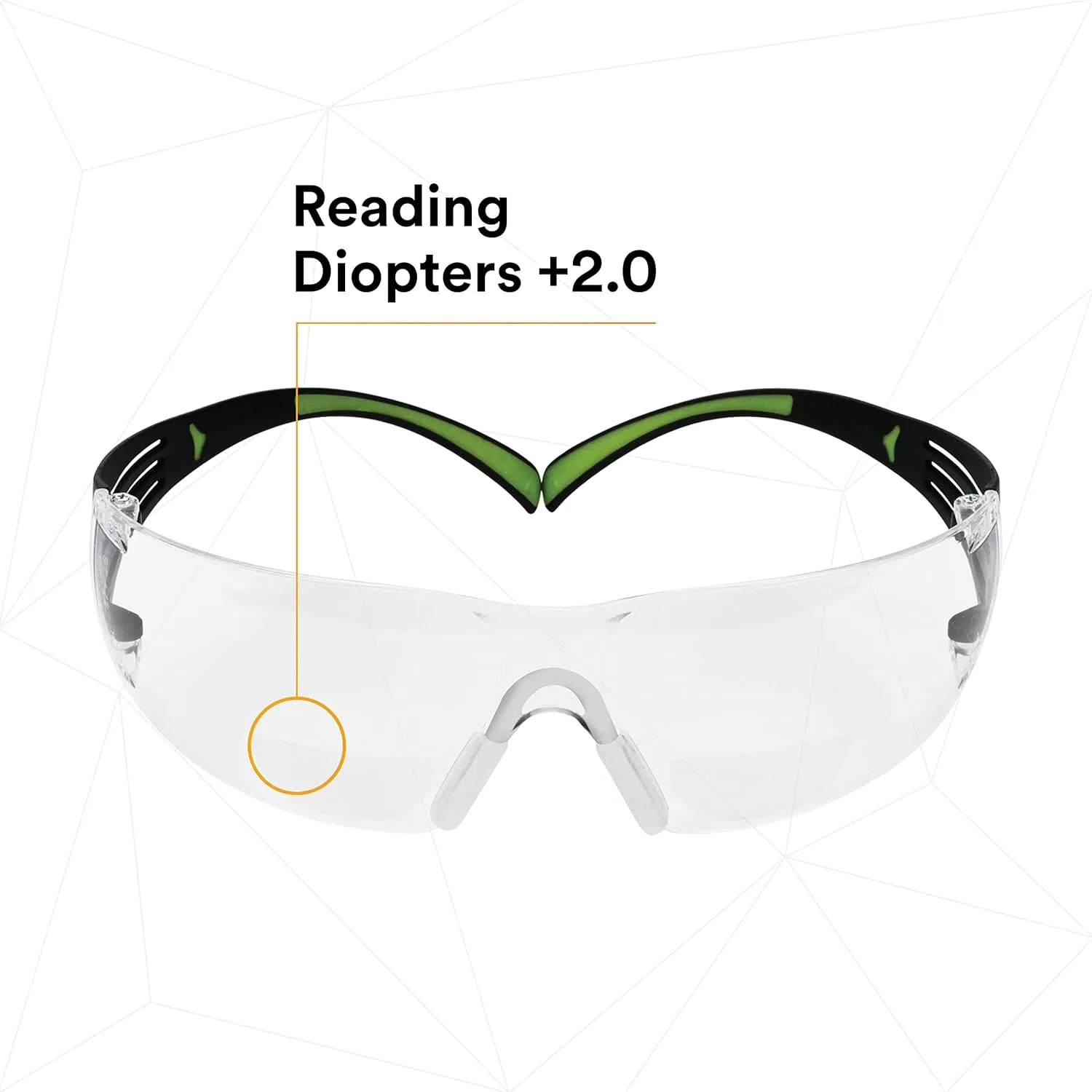3M SecureFit Protective Eyewear, Polycarbonate Frame, SF420AF 400 Series, Anti-Fog Lens, +2.0 Diopter, One Size